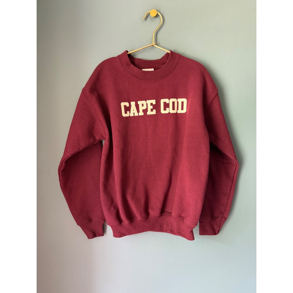 Gildan Cape Cod Sweatshirt Youth Small Maroon Burgundy Crewneck Pullover‎